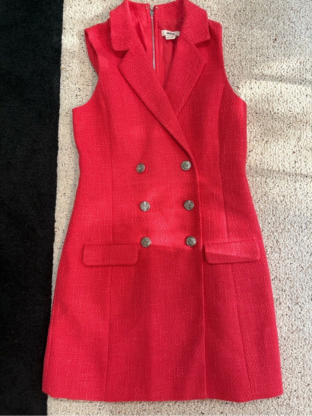 Jason Wu Double-Breasted Red Sleeveless Blazer Dress size XS - Picture 2 of 5